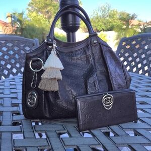 Gucci Guccissima Sukey Brown Shoulder Bag With Wallet. C.O.A